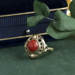 Fashion Gouden ring met bloedkoraal 14 krt Ringen Met Edelsteen