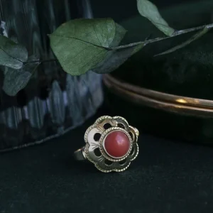 Sale Gouden ring met bloedkoraal 14 krt Ringen Met Edelsteen