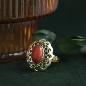 Sale Gouden ring met bloedkoraal 14 krt Ringen Met Edelsteen