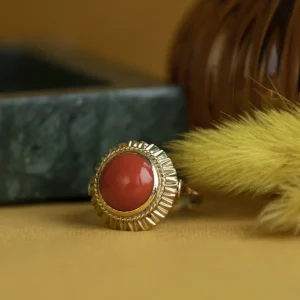 New Gouden ring met bloedkoraal 14 krt Ringen Met Edelsteen