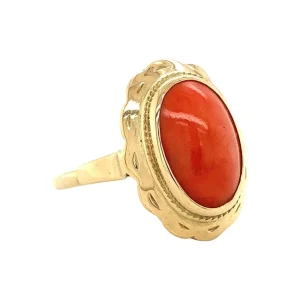 Fashion Gouden ring met bloedkoraal 14 krt Ringen Met Edelsteen