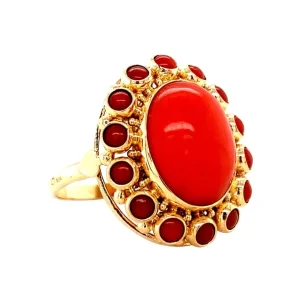 Discount Gouden ring met bloedkoraal 14 krt Ringen Met Edelsteen