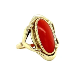 Online Gouden ring met bloedkoraal 14 krt Ringen Met Edelsteen