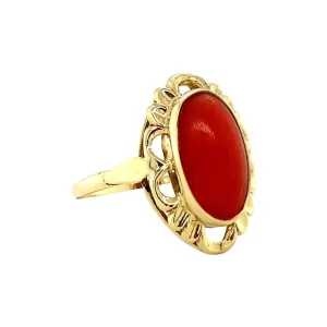 Discount Gouden ring met bloedkoraal 14 krt Ringen Met Edelsteen