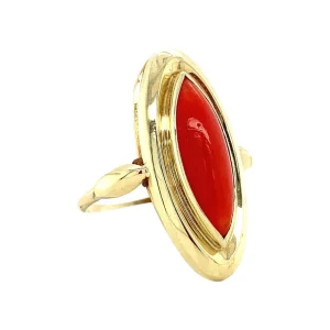 Sale Gouden ring met bloedkoraal 14 krt Ringen Met Edelsteen