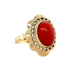 Fashion Gouden ring met bloedkoraal 14 krt Ringen Met Edelsteen