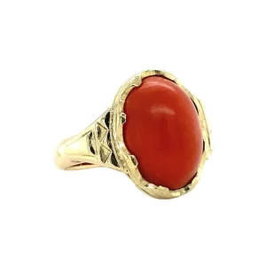 Discount Gouden ring met bloedkoraal 14 krt Ringen Met Edelsteen