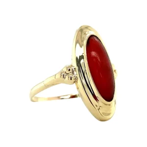 Fashion Gouden ring met bloedkoraal 14 krt Ringen Met Edelsteen