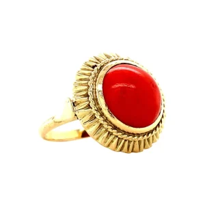 New Gouden ring met bloedkoraal 14 krt Ringen Met Edelsteen