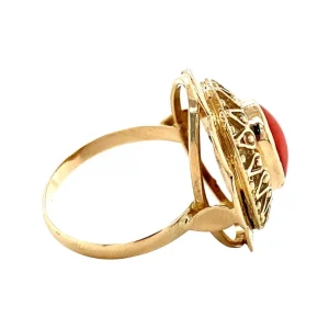 Online Gouden ring met bloedkoraal 14 krt Ringen Met Edelsteen