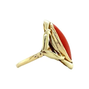 Online Gouden ring met bloedkoraal 14 krt Ringen Met Edelsteen