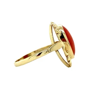 Discount Gouden ring met bloedkoraal 14 krt Ringen Met Edelsteen
