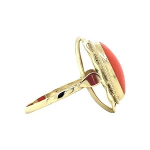 Hot Gouden ring met bloedkoraal 14 krt Ringen Met Edelsteen