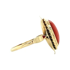 Clearance Gouden ring met bloedkoraal 14 krt Ringen Met Edelsteen
