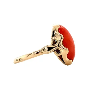 Fashion Gouden ring met bloedkoraal 14 krt Ringen Met Edelsteen