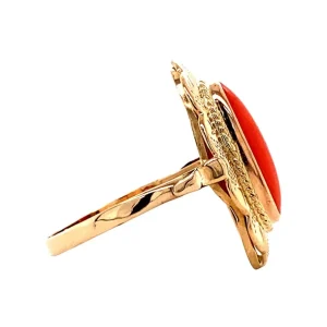Online Gouden ring met bloedkoraal 14 krt Ringen Met Edelsteen