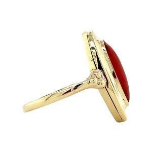 Fashion Gouden ring met bloedkoraal 14 krt Ringen Met Edelsteen
