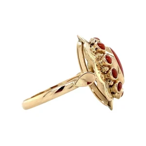 Outlet Gouden ring met bloedkoraal 14 krt Ringen Met Edelsteen