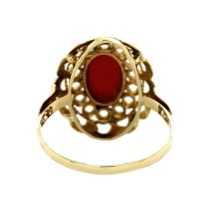 Sale Gouden ring met bloedkoraal 14 krt Ringen Met Edelsteen
