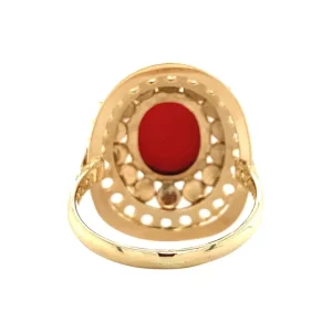 Hot Gouden ring met bloedkoraal 14 krt Entourage Ring | Ringen Met Edelsteen