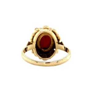 New Gouden ring met bloedkoraal 14 krt Entourage Ring | Ringen Met Edelsteen