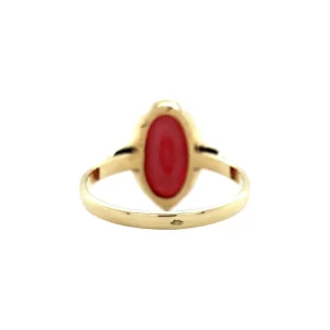 Outlet Gouden ring met bloedkoraal 14 krt Ringen Met Edelsteen
