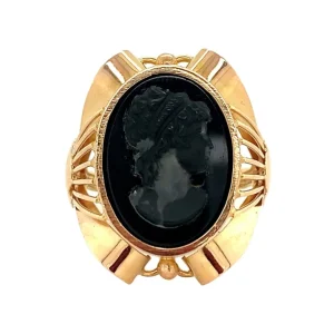 Clearance Gouden ring met glas camee 18 krt Ringen Met Edelsteen