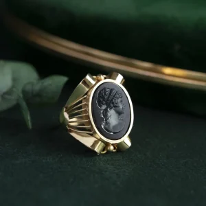 Clearance Gouden ring met glas camee 18 krt Ringen Met Edelsteen