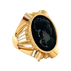 Clearance Gouden ring met glas camee 18 krt Ringen Met Edelsteen