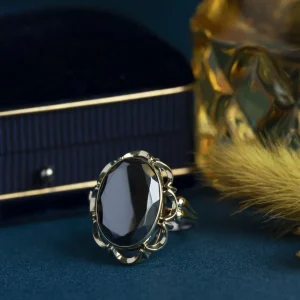 Hot Gouden ring met hematiet 14 krt Ringen Met Edelsteen