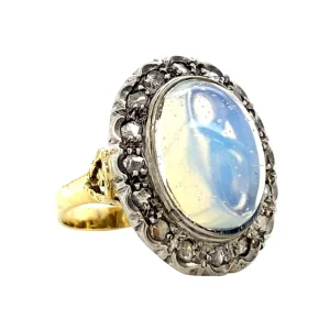 Sale Gouden ring met kleursteen en roosdiamant 18 krt/925 Diamanten Ringen | Ringen Met Edelsteen