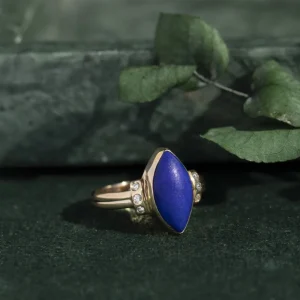 New Gouden ring met lapis lazuli en diamant 14 krt Diamanten Ringen | Ringen Met Edelsteen