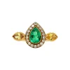 Online Gouden ring met moissaniet, smaragd en diamant 18 krt Diamanten Ringen | Ringen Met Edelsteen