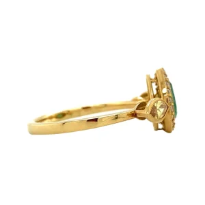Online Gouden ring met moissaniet, smaragd en diamant 18 krt Diamanten Ringen | Ringen Met Edelsteen