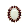 Hot Gouden ring met opaal en granaat 14 krt Ringen Met Edelsteen