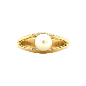 Discount Gouden ring met parel 14 krt Ringen Met Edelsteen