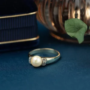 Fashion Gouden ring met parel en diamant 14 krt Diamanten Ringen | Ringen Met Edelsteen