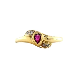 Outlet Gouden ring met robijn en diamant 14 krt Diamanten Ringen | Ringen Met Edelsteen