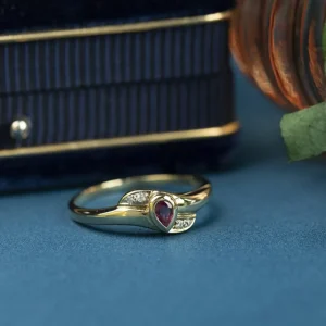 Outlet Gouden ring met robijn en diamant 14 krt Diamanten Ringen | Ringen Met Edelsteen