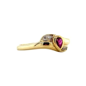 Outlet Gouden ring met robijn en diamant 14 krt Diamanten Ringen | Ringen Met Edelsteen