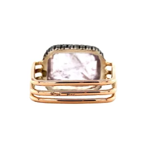 Outlet Gouden ring met rozenkwarts en diamant 14 krt/835 Ringen Met Edelsteen