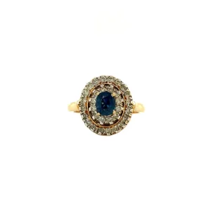 Sale Gouden ring met saffier en diamant 18 krt Diamanten Ringen | Ringen Met Edelsteen
