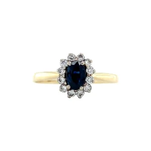 Outlet Gouden ring met saffier en diamant 14 krt Diamanten Ringen | Ringen Met Edelsteen