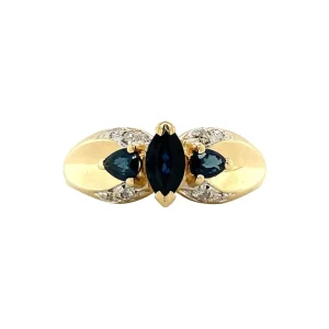 Online Gouden ring met saffier en diamant 14 krt Diamanten Ringen | Ringen Met Edelsteen