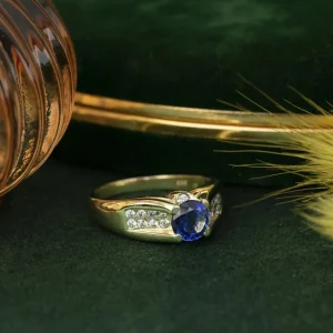 New Gouden ring met saffier en zirkonia 14 krt Ringen Met Edelsteen