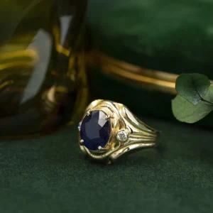 Fashion Gouden ring met saffier en diamant 14 krt Diamanten Ringen | Ringen Met Edelsteen