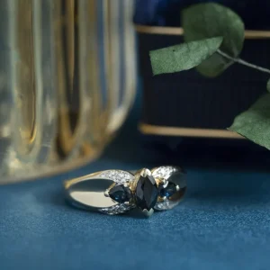 Online Gouden ring met saffier en diamant 14 krt Diamanten Ringen | Ringen Met Edelsteen