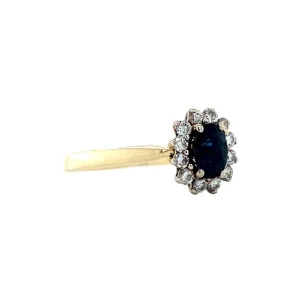 Outlet Gouden ring met saffier en diamant 14 krt Diamanten Ringen | Ringen Met Edelsteen