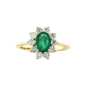 Clearance Gouden ring met smaragd en diamant 14 krt Diamanten Ringen | Ringen Met Edelsteen