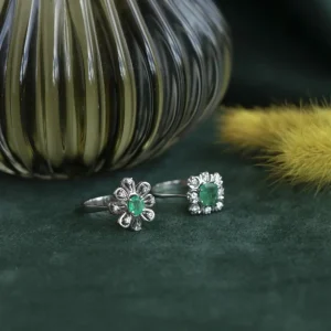 Outlet Gouden ring met smaragd en diamant 18 krt Diamanten Ringen | Ringen Met Edelsteen